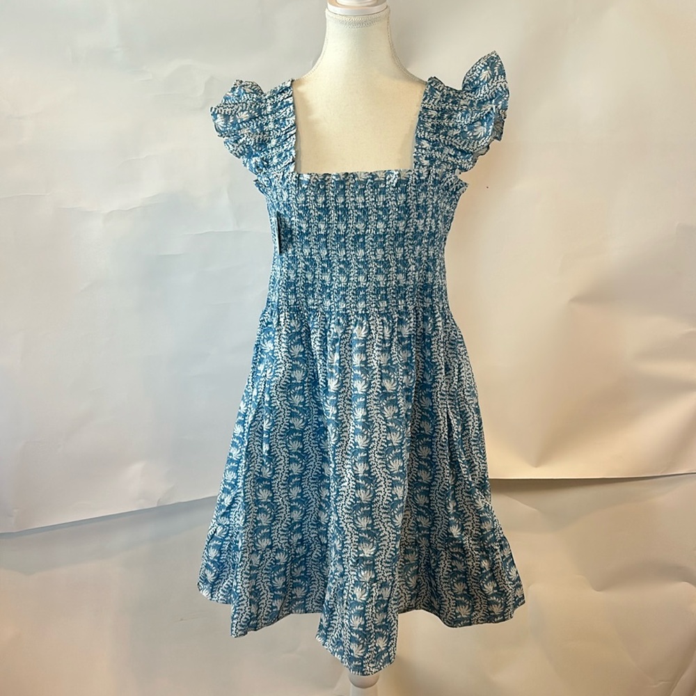 Hill House Blue and White Smocked Mini Dress